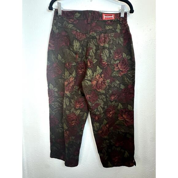 Vtg Halston Jeanswear Floral Print High Rise Cropped Denim Pant Size 8 - Picture 5 of 7
